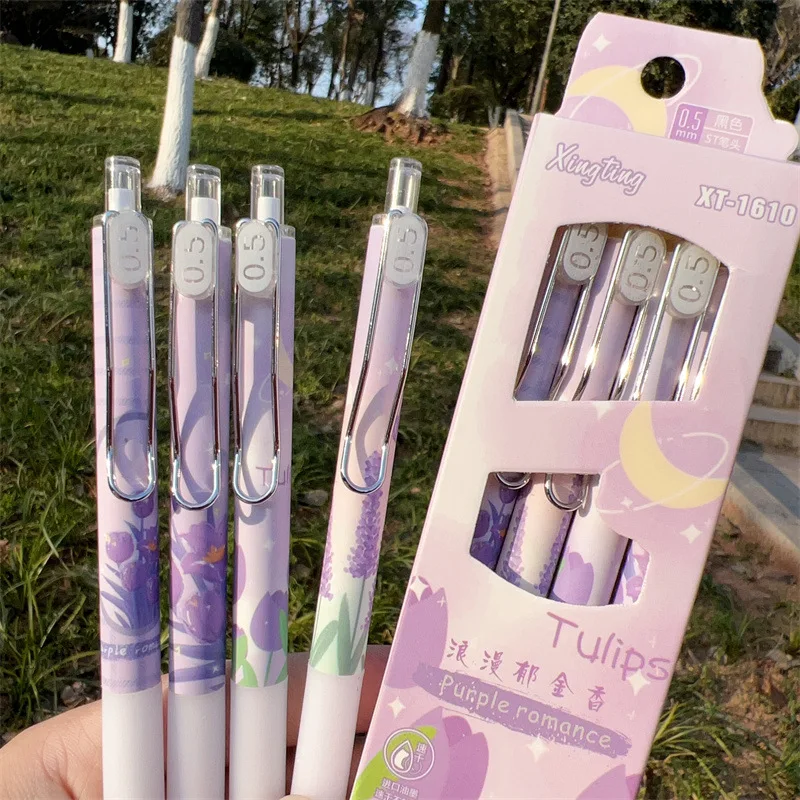 

Тёмная Ночная Роза Ins ветер Милая Высокая красота нейтральная ручка Фиолетовый Тюльпан коробка черная ручка Высокое качество ручка 5 коробок оптовая продажа
