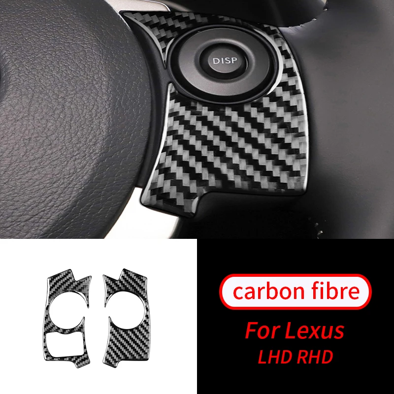 

For Toyota LEXUS CT200h 2011-2017 2Pcs Real Carbon Fiber Steering Wheel Button Sticker Trim Car Interior Accessories