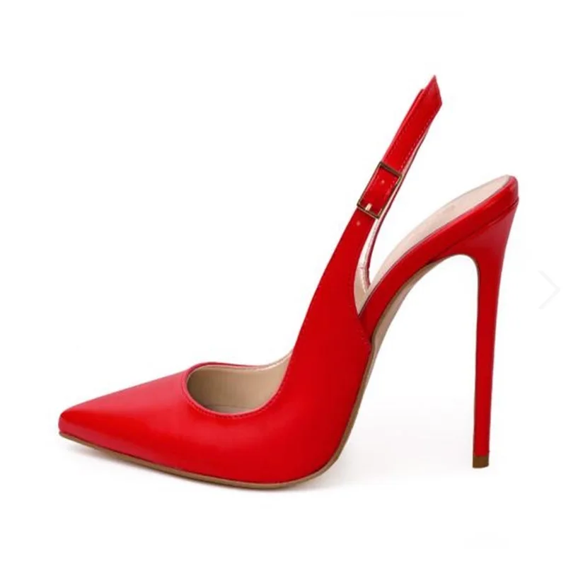 

Red Matte Leather Slingback Pumps Women Pointed Toe 12CM 10CM 8CM Stiletto High Heels Shoes Shallow Cutouts Office Formal Shoes