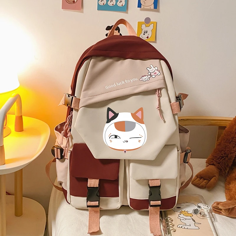 

Anime Natsume's Book of Friends Merch Quadratic Element Ins Japanese Canvas Backpack Teacher Cat Madara Unisex Student Schoolbag