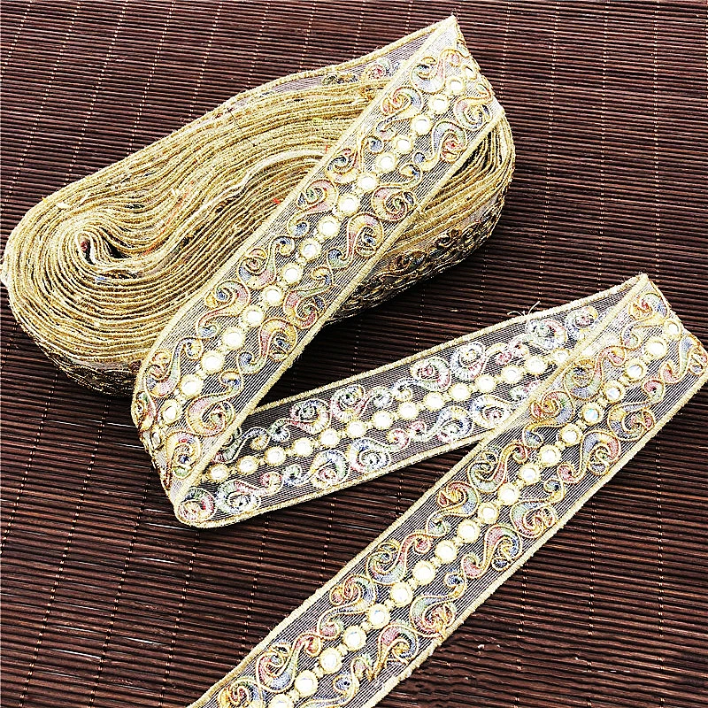 Этническая ветрозащитная сетка шириной 4 5 см вышивка блестки кружево ручной