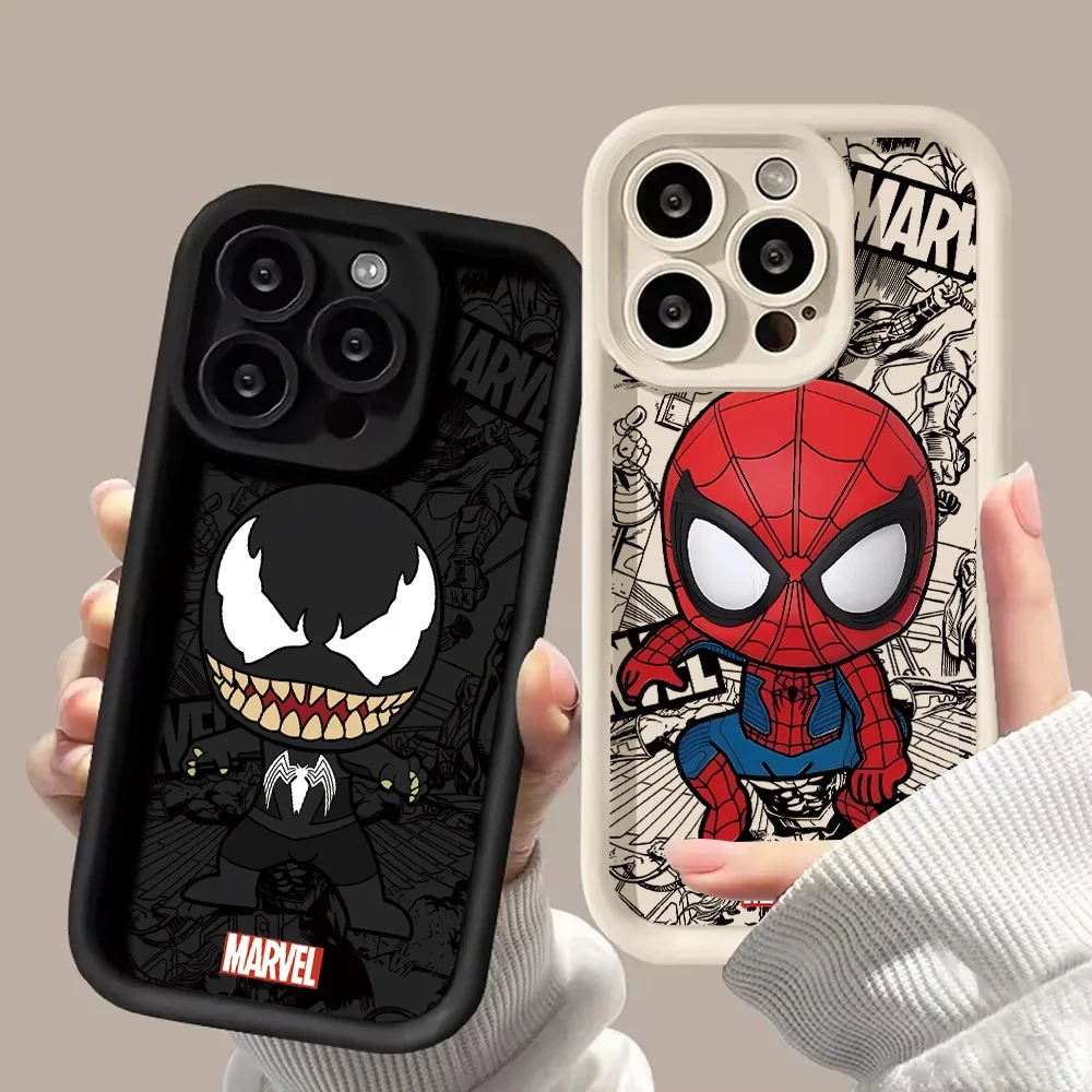 Фото Силиконовый чехол для телефона Marvel Venom Spider Man для iPhone 16, 15, 14, 13, 12, 11 Pro Max XS X XR 8 7 16 Plus SE2, мягкая матовая задняя крышка №2