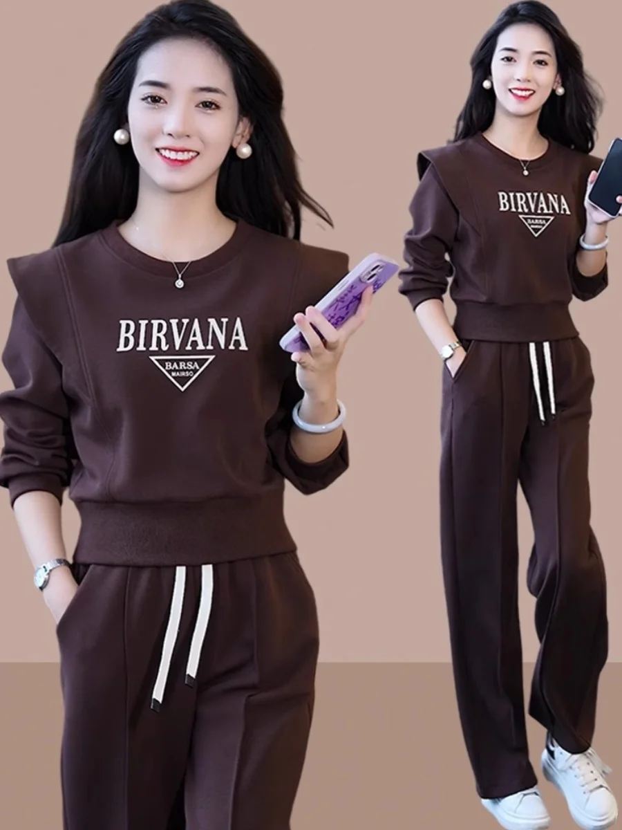 2024 Spring and Autumn New Western Sle Younger Training set woman Casual Fashionable Hoodie Two-piece Set Small