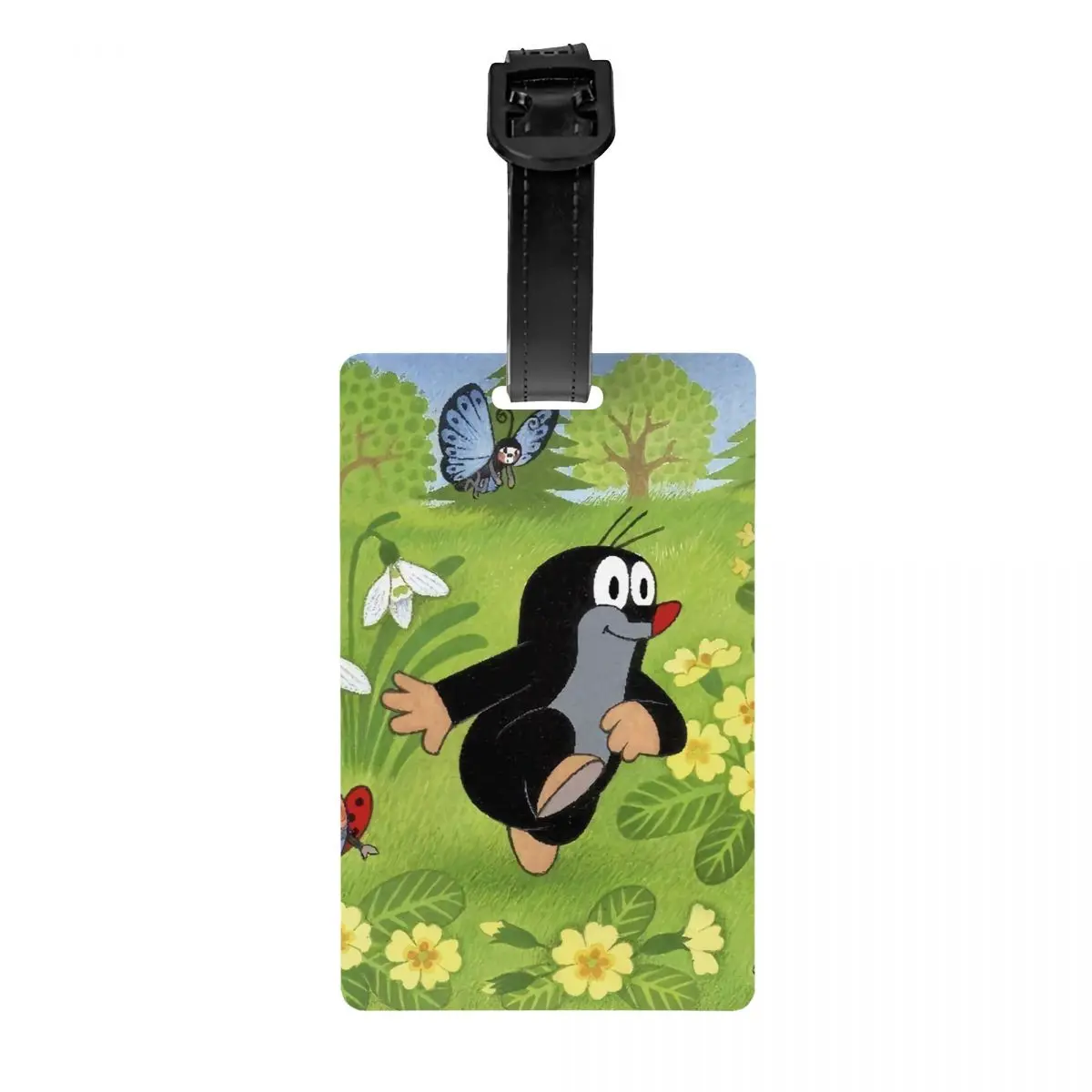 

Милый счастливый крот Krtek, багажная бирка, персонализированные Мультяшные маленькие бирки для багажа, личная Обложка, имя, удостоверение личности