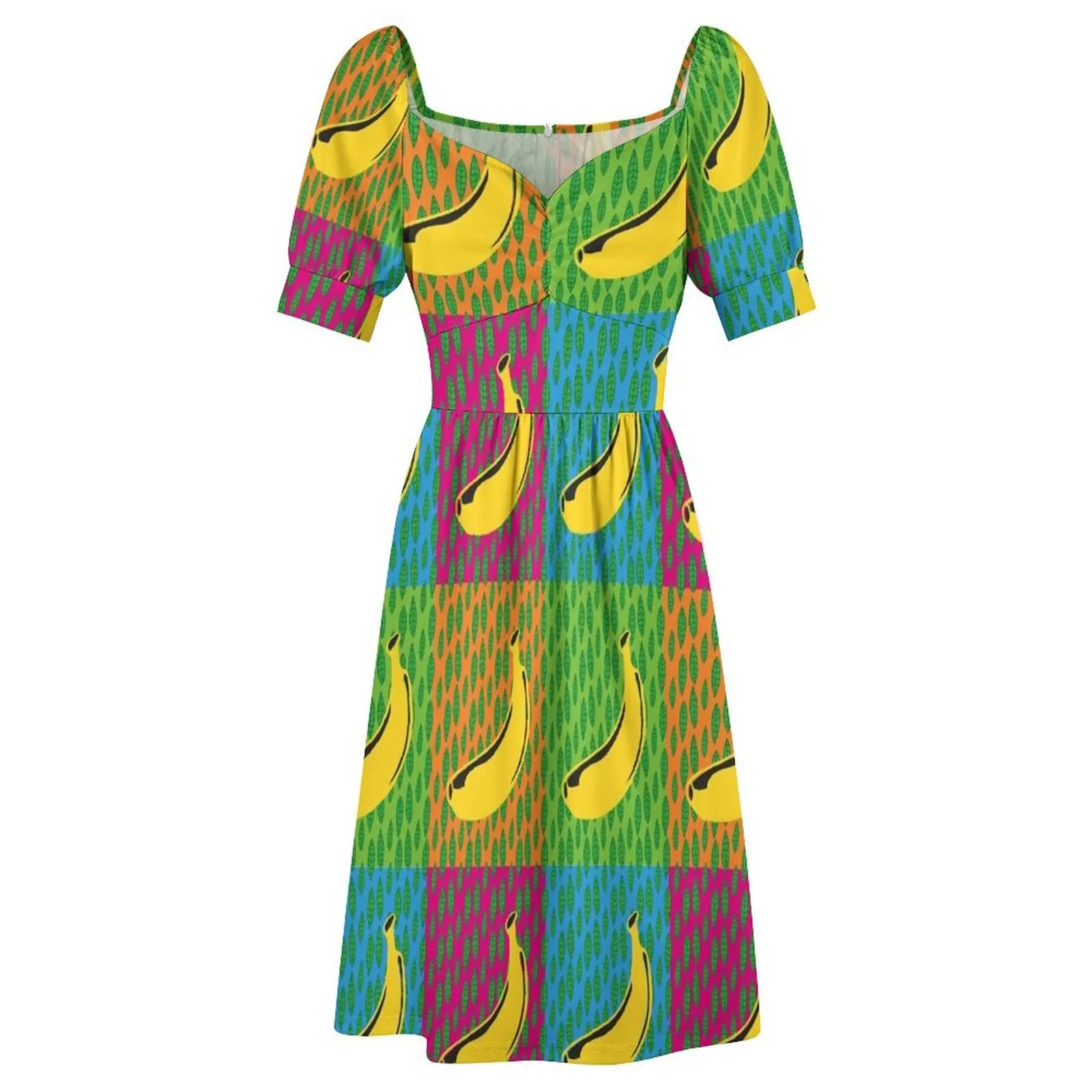 Банановое платье с короткими рукавами элегантное вечернее для женщин одежда 2025