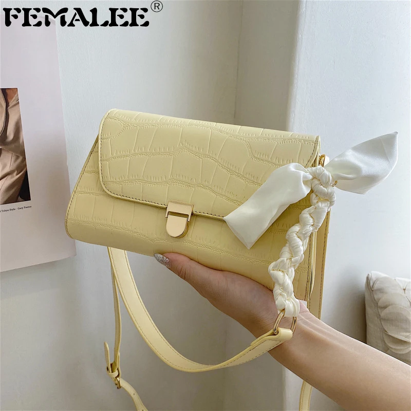 

Женские Простые сумки на плечо с узором под камень, дизайнерские сумки для подмышек с шарфом и завернутыми ручками, женские кошельки и сумоч...