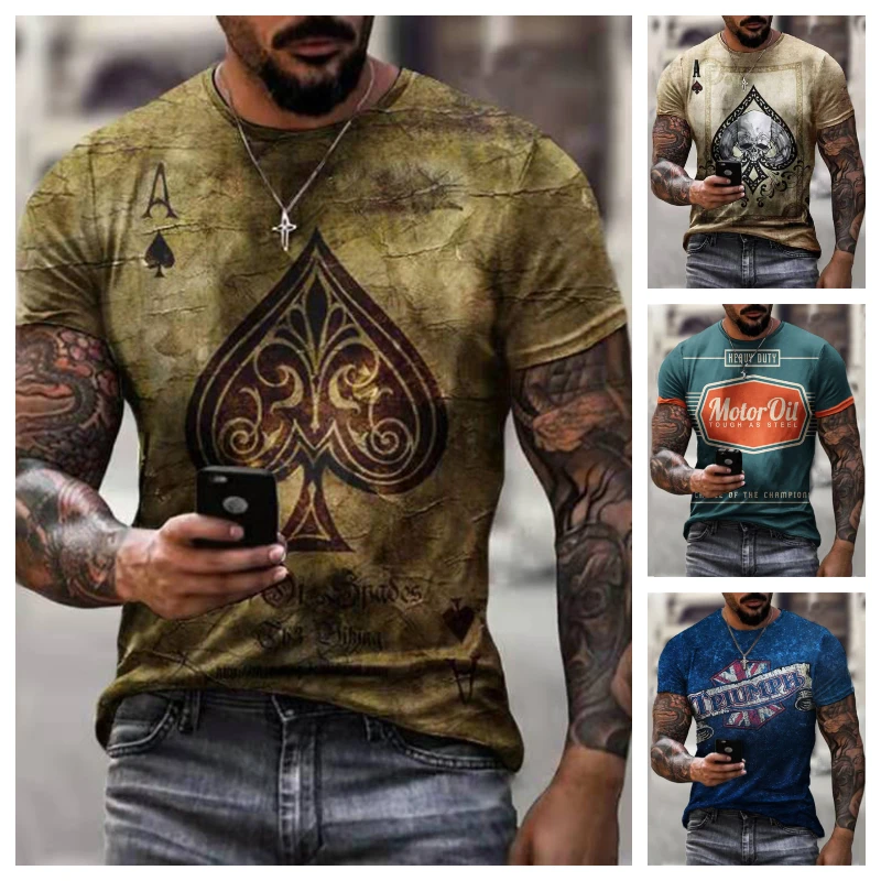 

Футболка мужская оверсайз с 3d принтом, дышащая, в стиле ретро, лето 2022