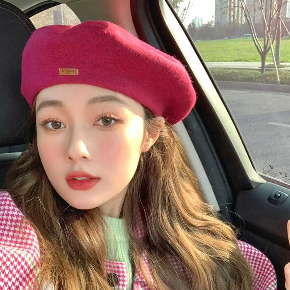 

Women British Style Female Cap Autumn Winter Warm Beanies Beanie Hat Wool Berets Knitting Artist Cap