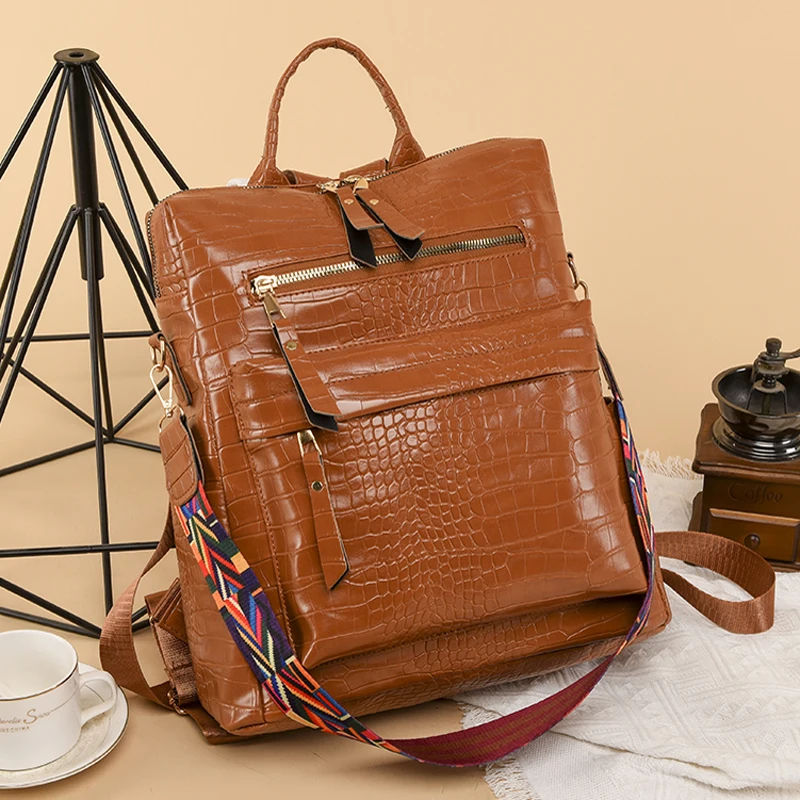 

Fashion Stone Backpack Women Soild Large Capacity Backpack Purses Girls School Bags Female Sac A Dos Casual Travel Lady Bagpack