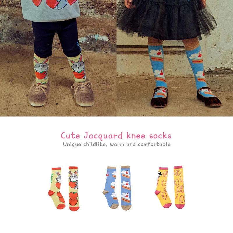 

Детские Мультяшные хлопковые носки для мальчиков и девочек милые жаккардовые носки для детей и гольфы