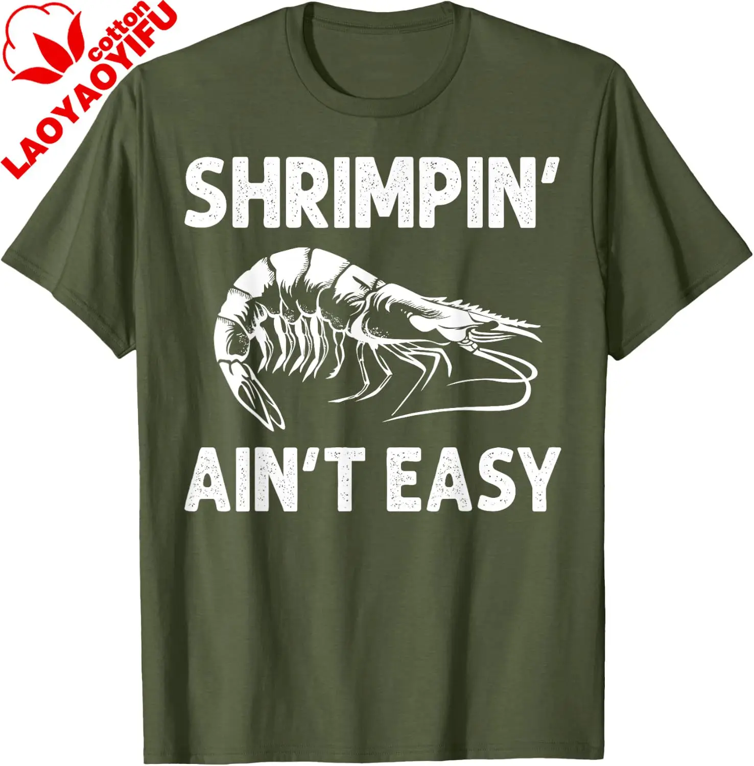 Фото Футболка с принтом «Funny Shrimpin' Ain't Easy Shrimp Gift Cool Fishing Fisher», индивидуальные подарки для мужчин, хлопковая футболка с принтом №4