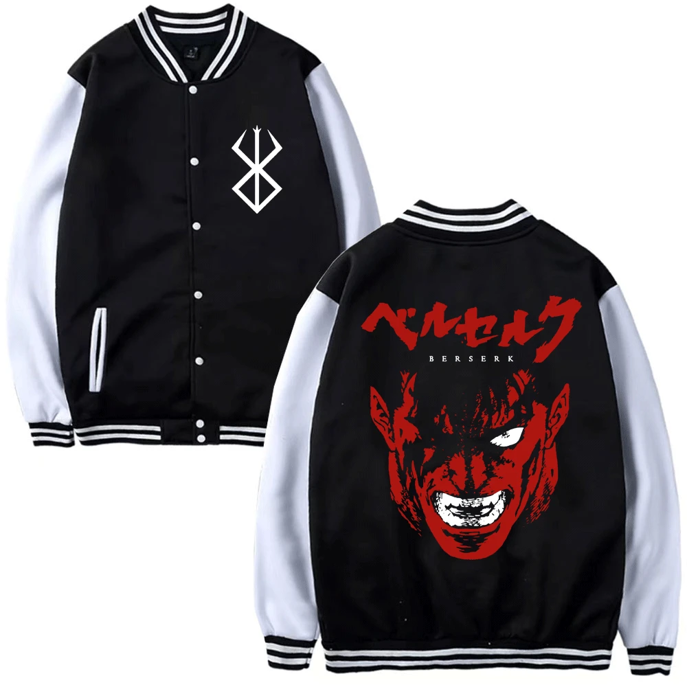 

Anime Berserk Guts Baseball Uniform Men's Classic Manga Graphic Sweatshirts Jacket Oversized Hip Hop Streetwear Baseball Jacket