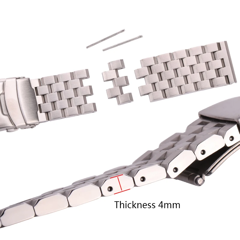 Stainless Steel Watch Strap Bracelet 18mm 20mm 22mm 24mm Men Solid Metal Brushed Watchband For Samsung Huawei Band Accessories