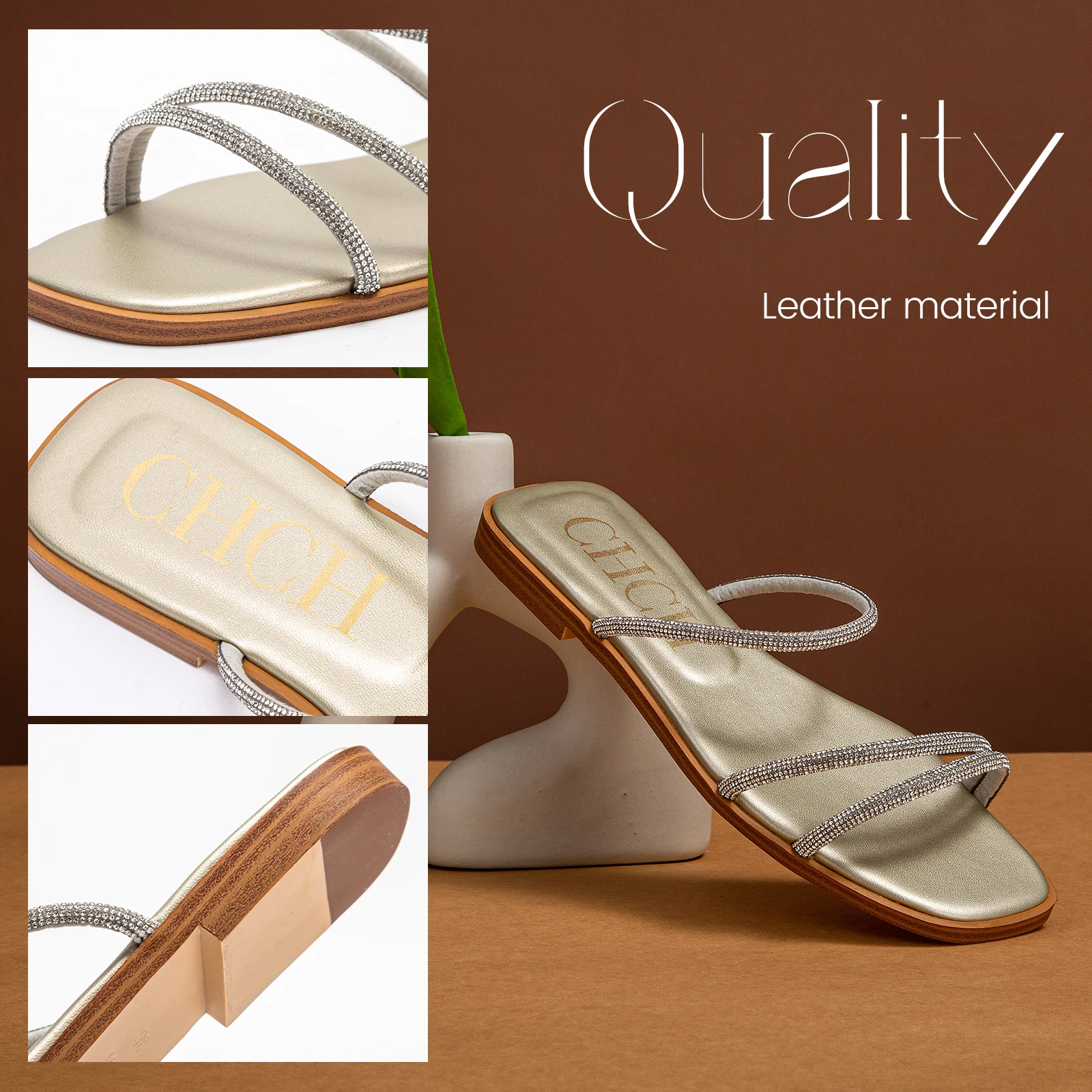 Женские пляжные туфли новинка 2024 модные шлепанцы на плоской подошве с