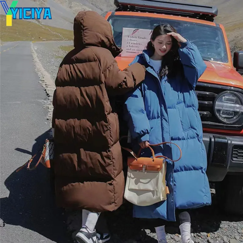 YICIYA Women's Winter Jacket 2023 Hooded Long Cotton Clothes Warm Thicken Windproof Streetwear Fashion Loose Oversized Coat Tops