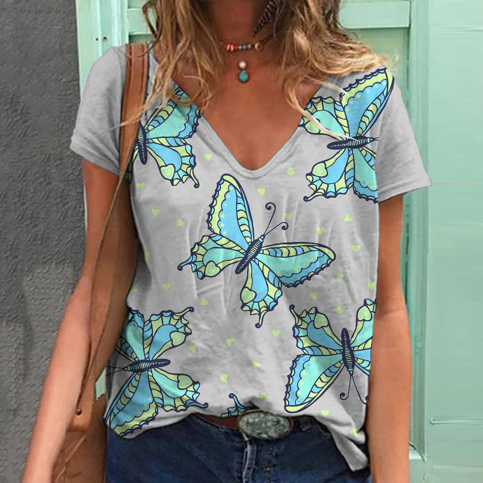 

Новинка 2022, крутая модная женская футболка с принтом бабочки, 3D цифровая футболка, летняя футболка с коротким рукавом, Мужская футболка