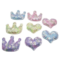 20pcslot 5 5x4 5cm sequin heart padded appliqued for diy handmade kawaii children hair bb clip accessories hat shoes