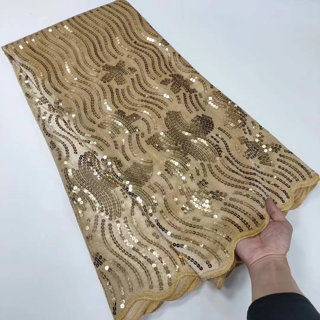 2022 Высококачественная чистая белая африканская Роскошная ткань блестки