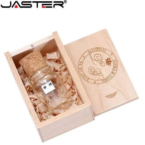 Флэш-накопитель JASTER, 5 шт./партия, USB 2,0, стеклянная флэш-карта в виде бутылки для дрифта, свадебный подарок, флэш-накопитель с пробкой, 32 ГБ, 64 ГБ, 128 ГБ