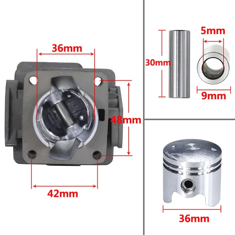 Lawn Mower Cylinder Piston Kit 36Mm Metal For Mitsubishi 1E36F-2 TL33 CG330 TB33 TU33 Grass Trimmer Set
