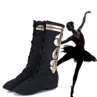 canvas national dance boots for women breathable soft sole vintage dancer shoes stage performance black and white