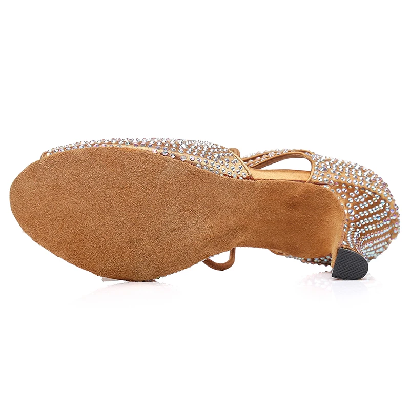 Ballroom Dance-Shoes Women Latin Dance Shoes Ladies Girls Modern Tango Dancing Shoes With Rhinestone Salsa Sandals High Heels