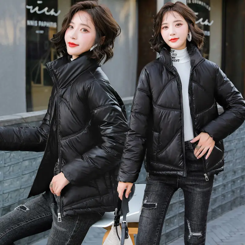 Women's Cotton Padded Parkas Jackets Warm Thick Casual Stand Collar Zipper Coat Female 2022 Winter Solid Elegant Parkas Outwear