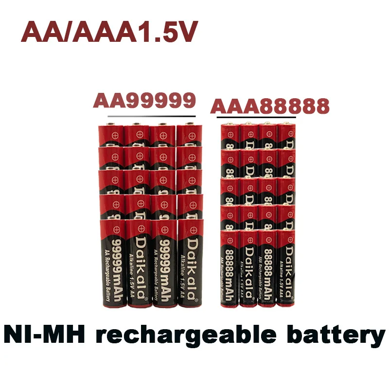 

100% Original 1.5V AA 99999 Mah 1.5V+ AAA 88888 Mah Alkaline 1.5V Clock Toy Camera Battery Rechargeable Battery