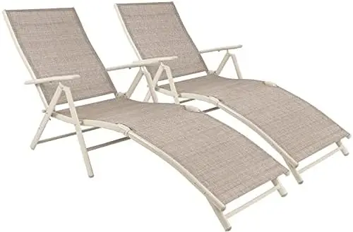 

Chairs Adjustable Chaise Lounge Chairs Folding Outdoor Recliners Set of 2 for Beach, Pool and Yard (Beige) Plywood chair Acrylic