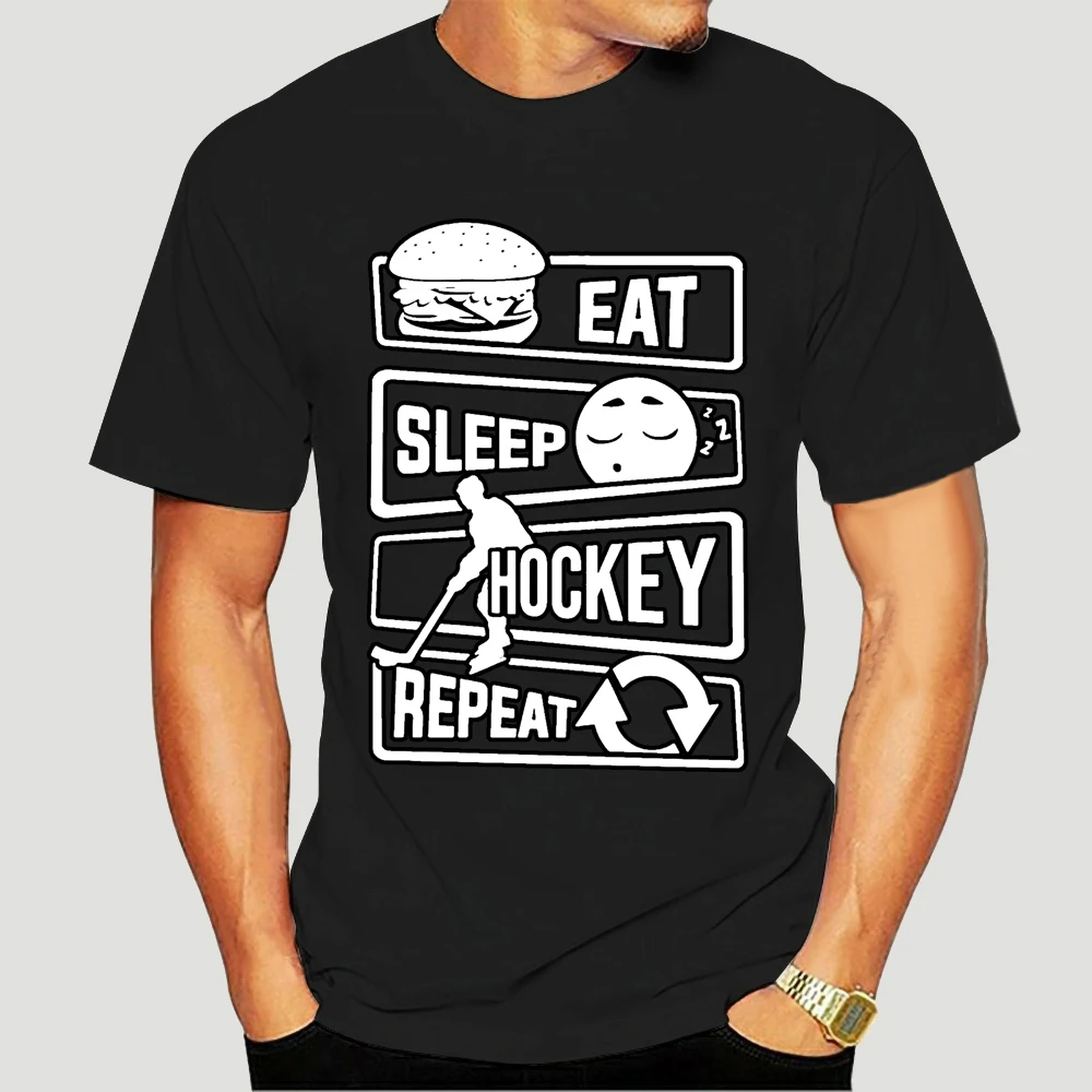 

Funny Men Tshirt Breathable Eat Sleep Hockeyer Repeat Ice Sporter Puck Winter T Shirt Hiphop 2018 Camisa O-Neck Size S-3xl 7023X