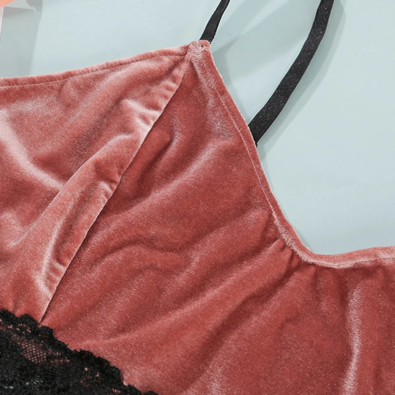 

AIIOU Women Lace Patchwork Sleep Wear Sexy Lingerie V-Neck Strap Sleeveless Cami Set Female Summer Pijamas Night Wear Home Suit