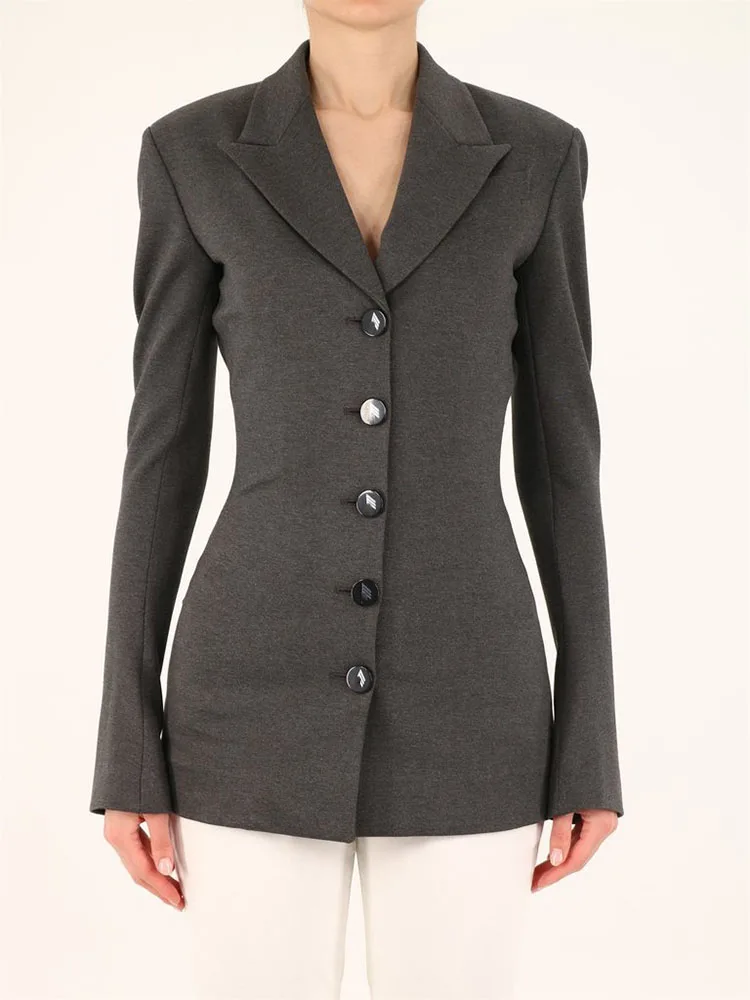 

Y2k весенне-осенний Однобортный блейзер с длинным рукавом и трехмерной подгонкой для женщин 2023 тонкий женский пиджак на талии