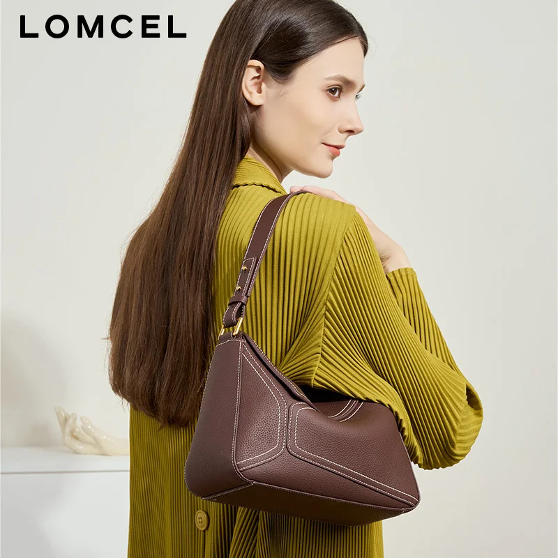 Фото LOMCEL 16 Новая женская сумка на одно плечо - геометрическая форма - женская сумка-подушка из натуральной кожи №3