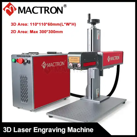 Лазерный гравировальный станок Mactron 3D 30 Вт 50 Вт для маркировки изогнутой поверхности, рельефной, широкоформатной и нестандартной продукции