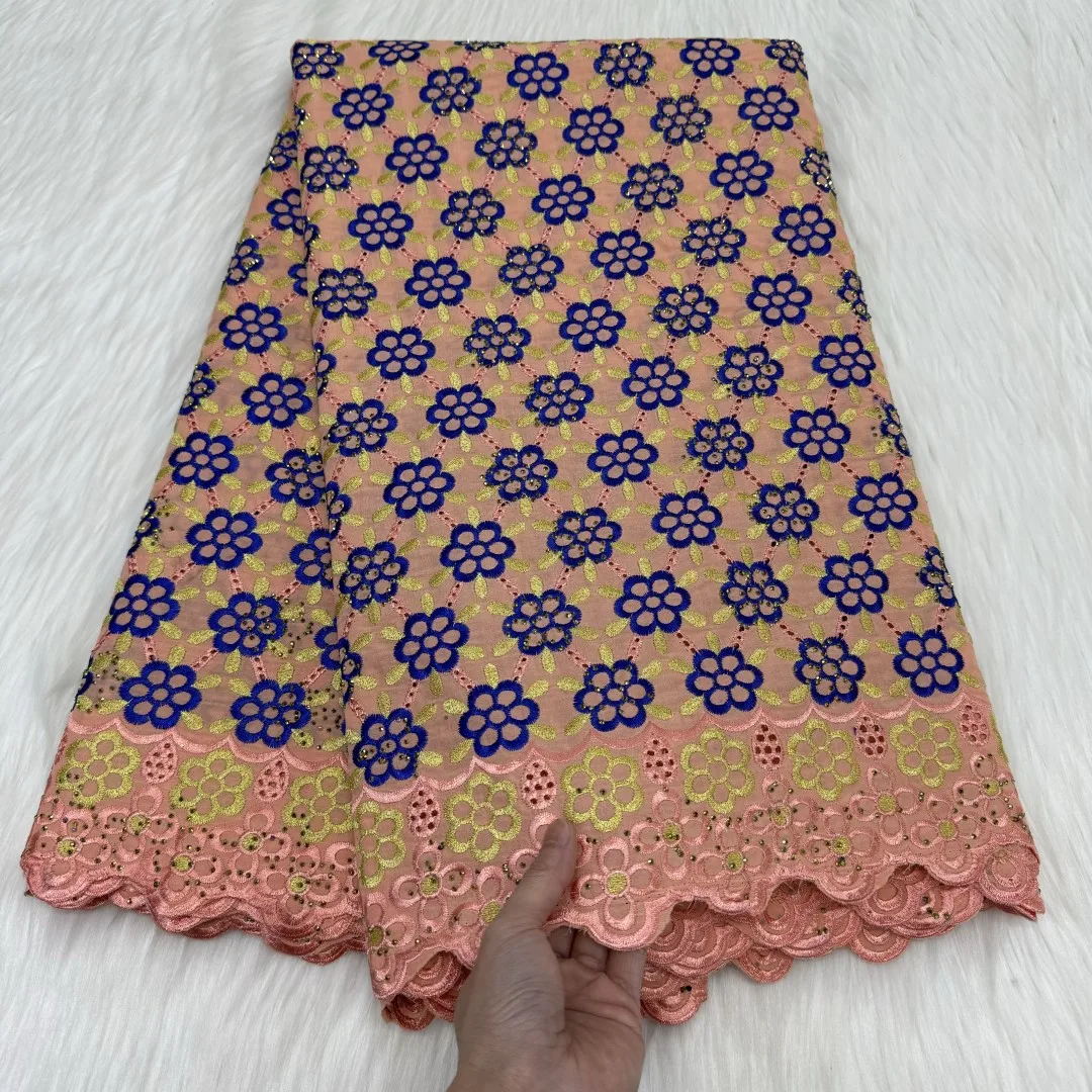 Новинка 2024 швейцарская вуаль кружево африканская ткань с Stonk 5 ярдов швейцарское