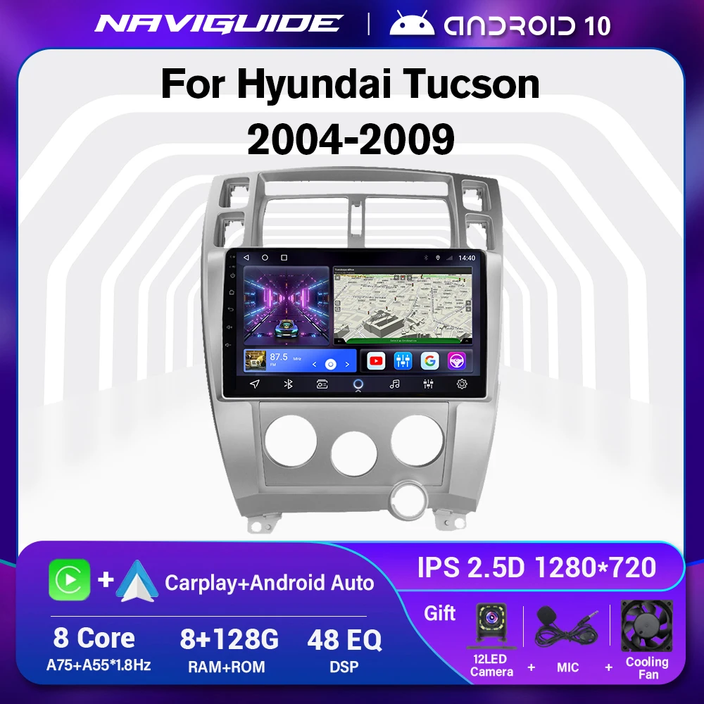 

Автомагнитола под управлением Android 10 для Hyundai Tucson 2004-2009, мультимедийный видеоплеер с навигацией, GPS, 4G, Carplay, 2din, головное устройство DSP