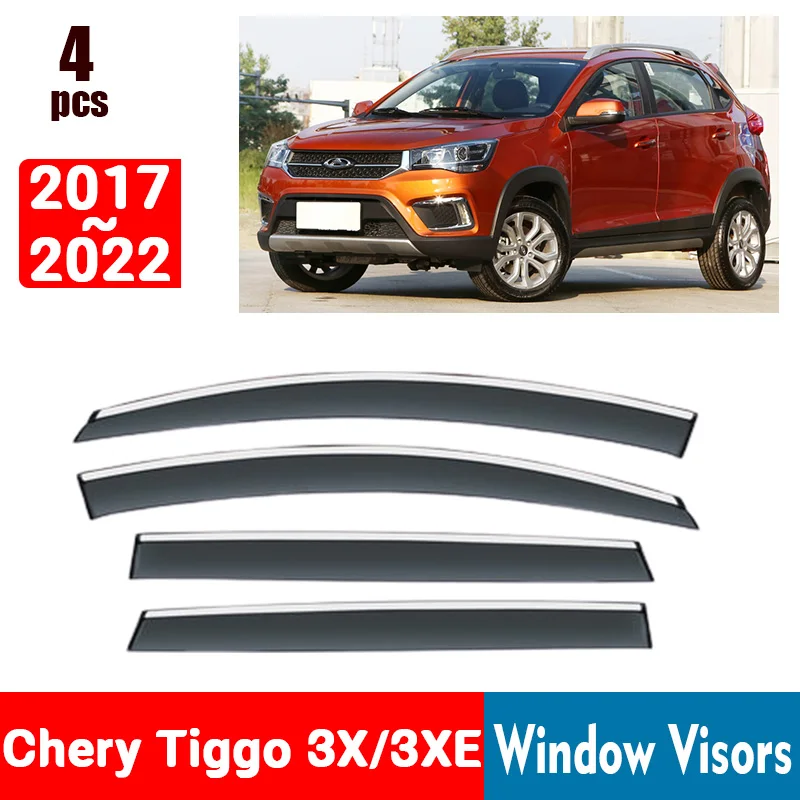 FOR Chery Tiggo 3X 3XE 2017-2022 Window Visors Rain Guard Windows Rain Cover Deflector Awning Shield Vent Guard Shade Cover Trim
