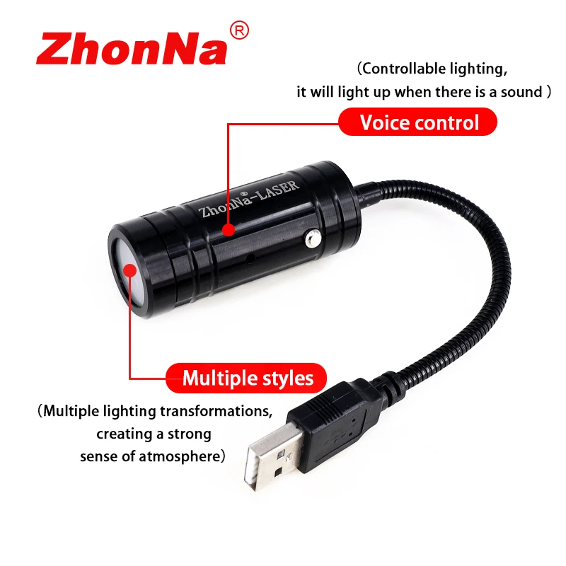 Фото USB Mini Dynamic Laser светильник Red plus green Car Star Dome романтическая атмосфера светильник с голосовым управлением №4