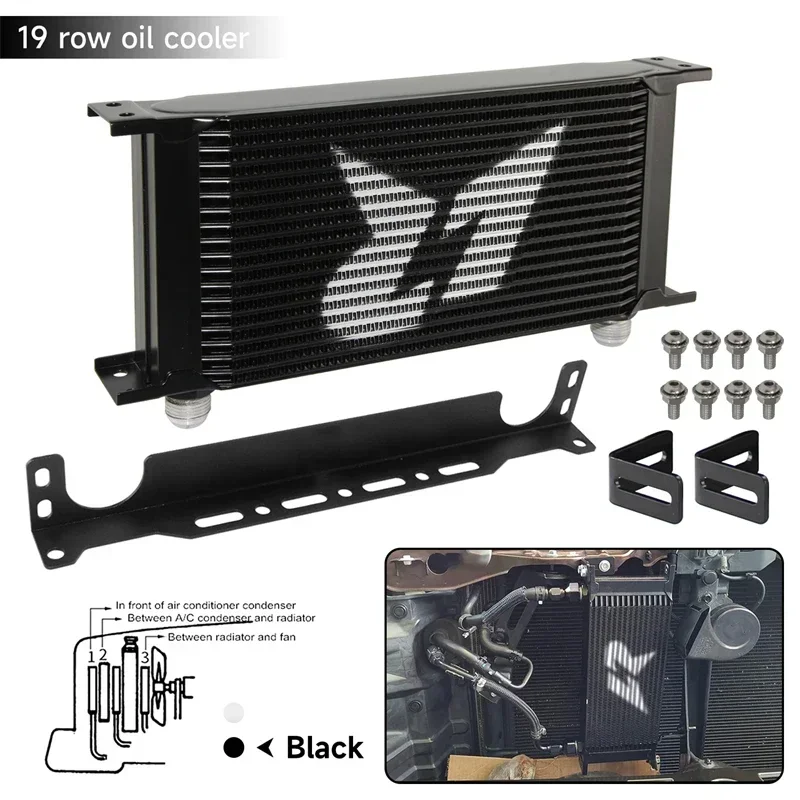 Фото Универсальный масляный радиатор LR + монтажный кронштейн Mocal Type Kit AN10, 19-рядный двигатель, двигатель 248 мм, черный/серебристый алюминий №2