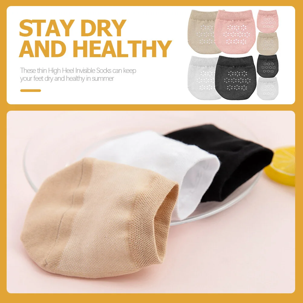 4 Pairs Socks Impo Sandals Women Anti- Invisible Anti-skid Women's High Heel Spandex Wear-resistant Half Miss