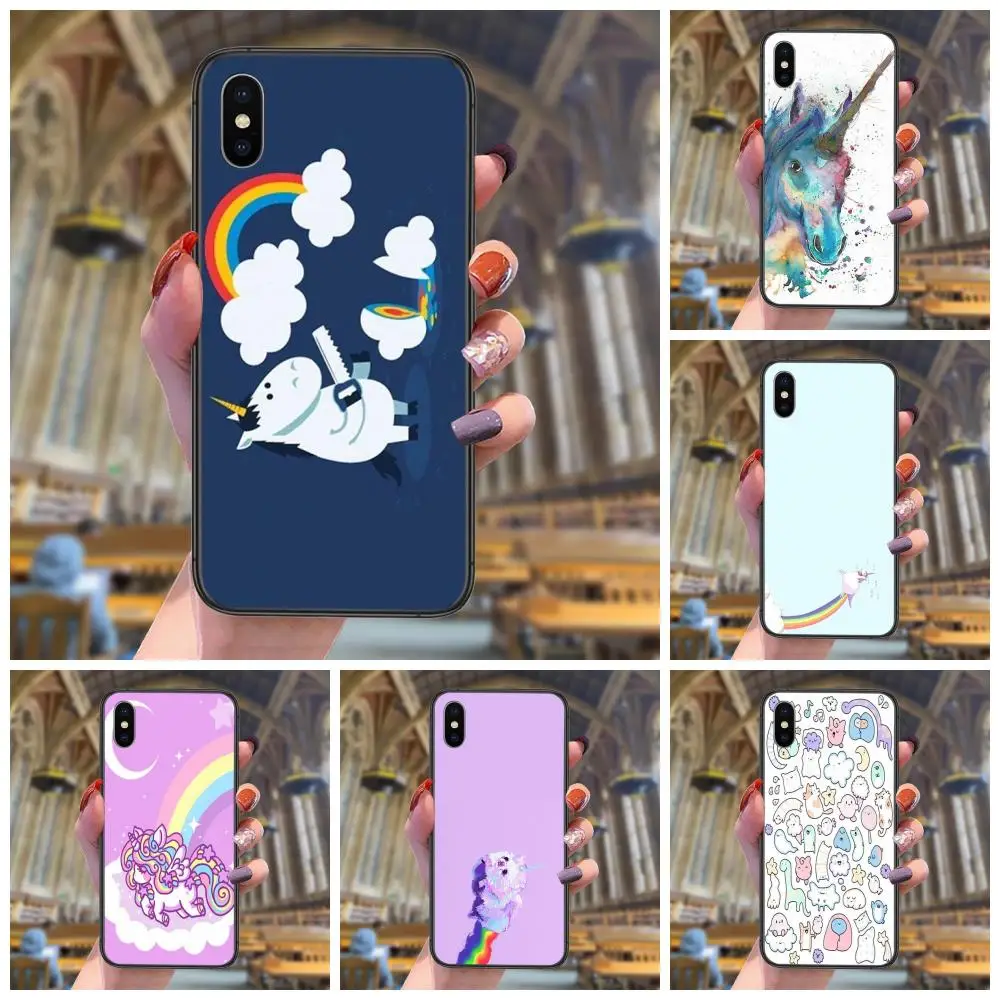 Дешевый детский милый мультяшный Единорог черный чехол Роскошный Искусство Для