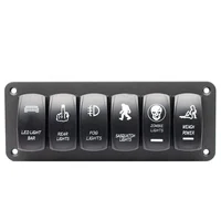 6-Gang Rocker Switch Panel 5-Pin On Off Toggle Switch Pre-Wired Aluminum Holder 12/24V Toggle Switches