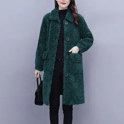 Winter Jacket Women Warm Faux Fur Lambswool Plush Coats Female Outerwear Korean Fashion Ladies Cardigans Long Sleeve Oversized