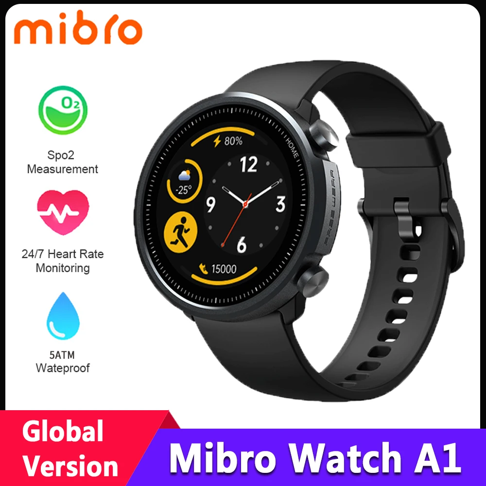 

Mibro A1 Global Version Smart Watch 5ATM Waterproof Heart Rate SpO2 Monitor Fitness Tracker 20 Sports Modes Bluetooth Smartwatch