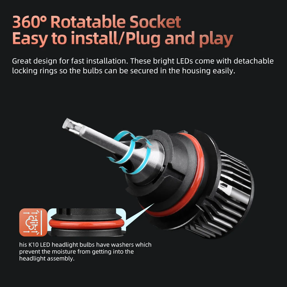 2 шт. лампы для фар головного света 9007 лм 6000K с охлаждающим вентилятором Jeep Liberty(US)