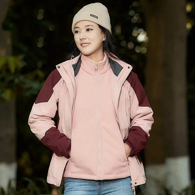 

Женские пальто с подкладкой и шапкой 3 в 1 куртки для улицы ветрозащитные дышащие термотопы Feelce осенне-зимние водонепроницаемые походные куртки для мужчин