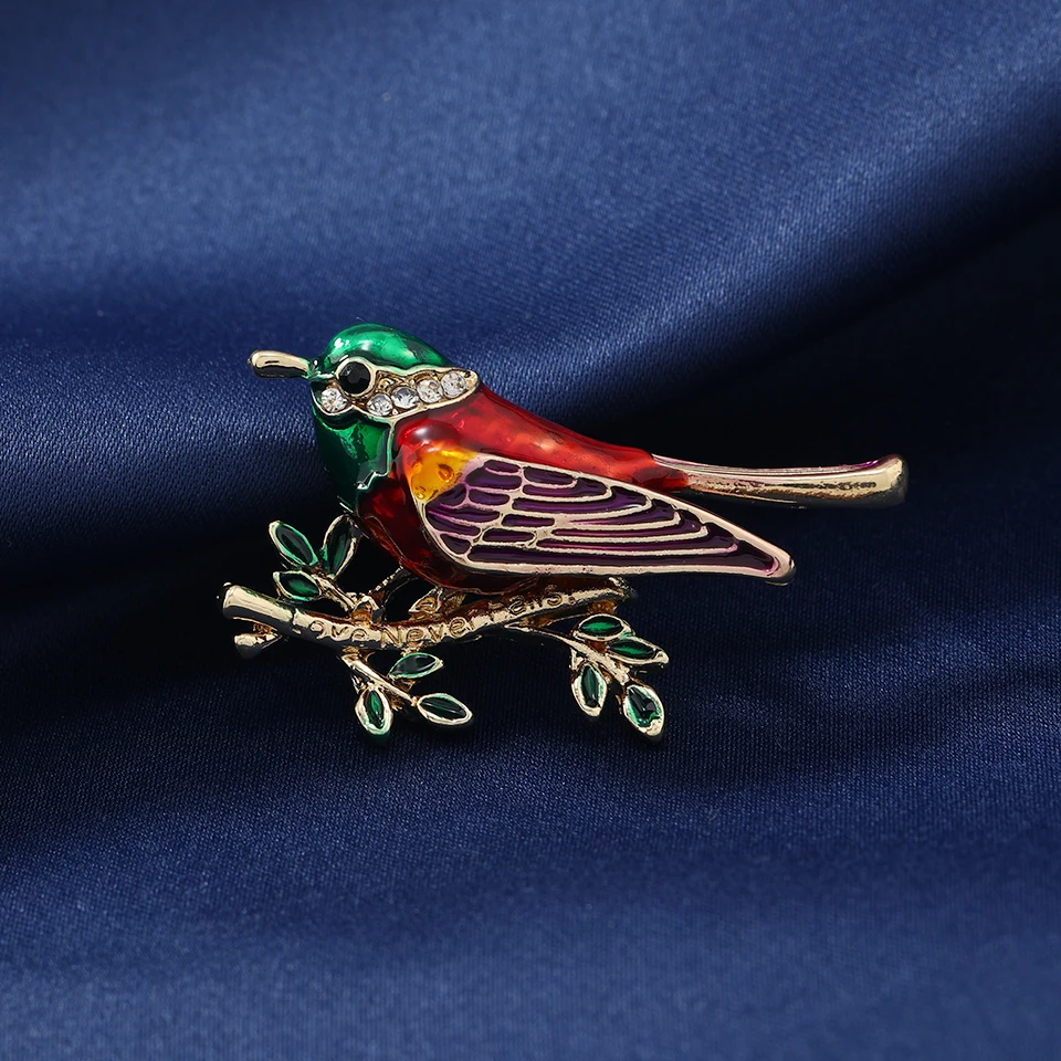 Морской пейзаж Эмалированная булавка Брошь с птицей Ювелирные булавки Женские стразы и броши Роскошь для шарфов.