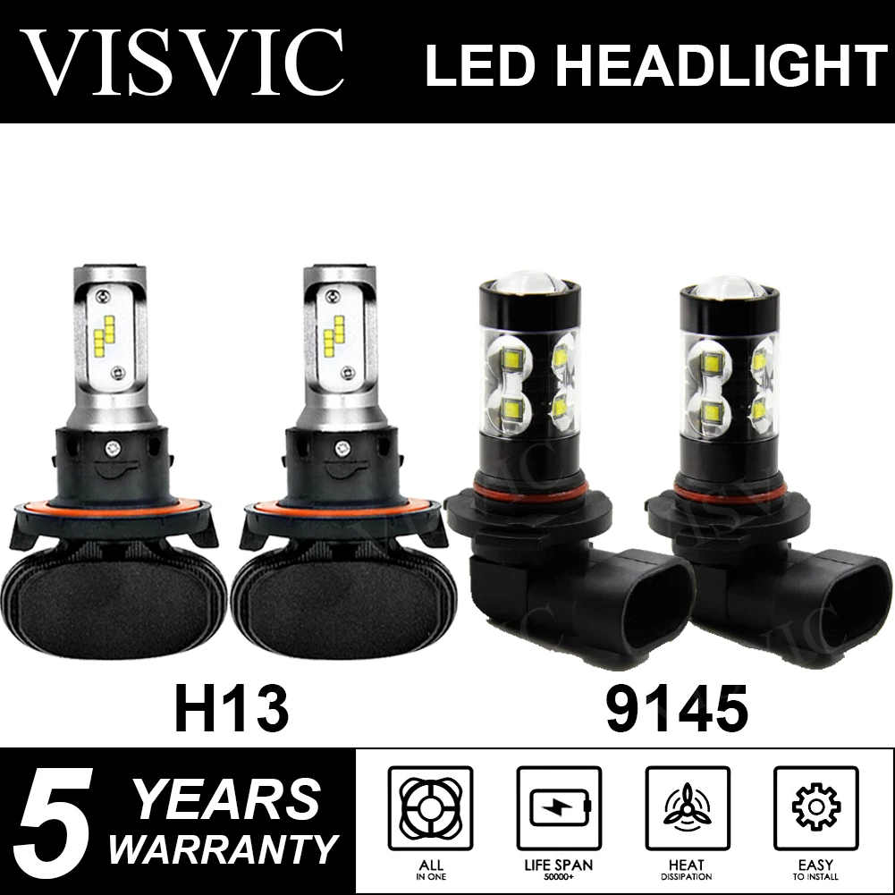 

For 2005-2014 Ford F-150 6000K LED Headlight Hi/Lo + Fog Light Bulbs Combo 4pcs
