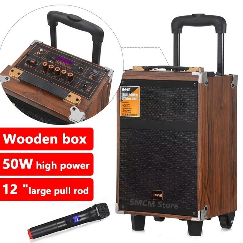 

Peak Power 9000W Wooden 12 Inch Column High Power Outdoor Bluetooth Speaker Karaoke Party Subwoofer with Microphone FM USB Audio