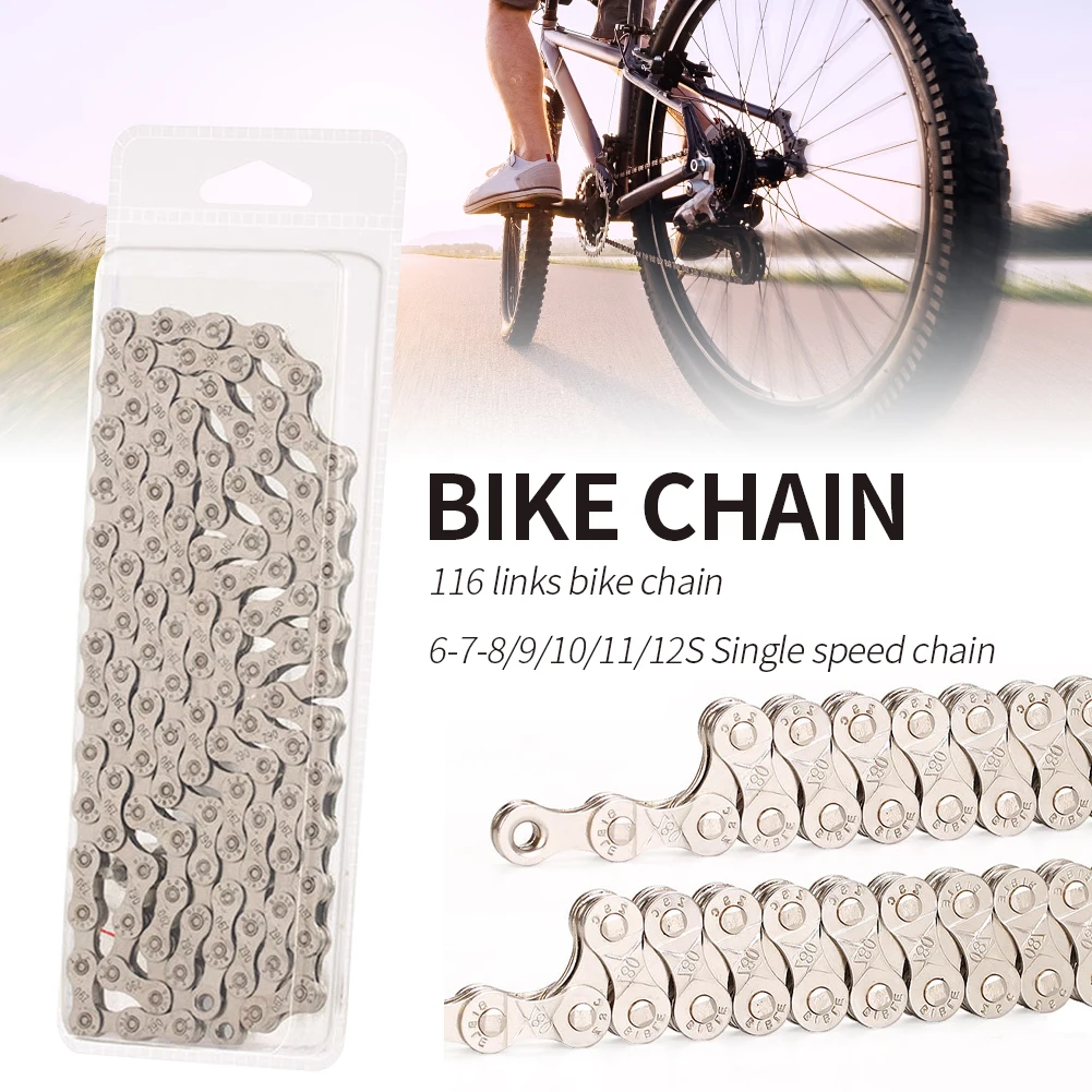 

MTB Bike Chain 6-7-8/9/10/11/12 Speed Velocidade Electroplated Silver Bicycle Chain 116 Links Bike Parts For Mountain Road Bike